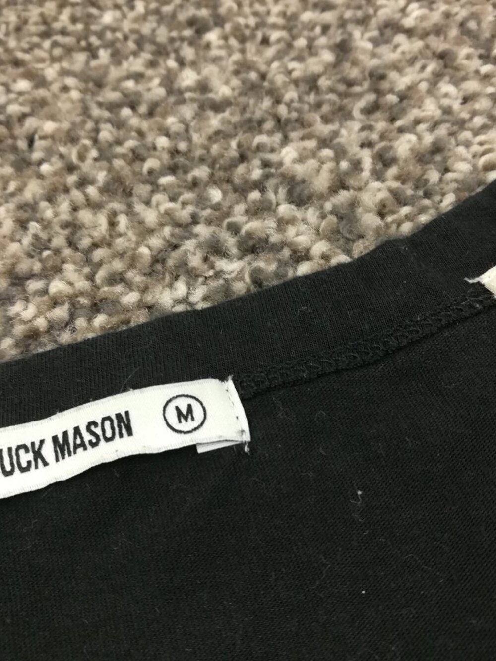 Buck Mason Shirt Henley Curved Hem Cotton Button Up Black Mens Medium - Picture 3 of 8